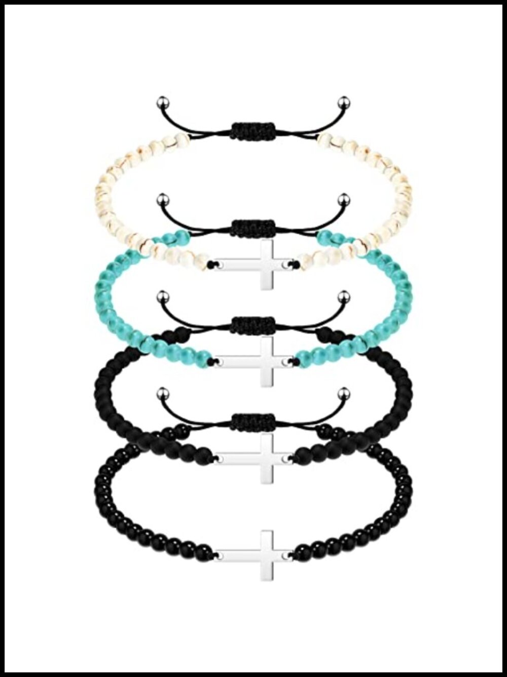 16 Pcs Cross Bracelets Adjustable String Beaded Religious Jewelry Bulk